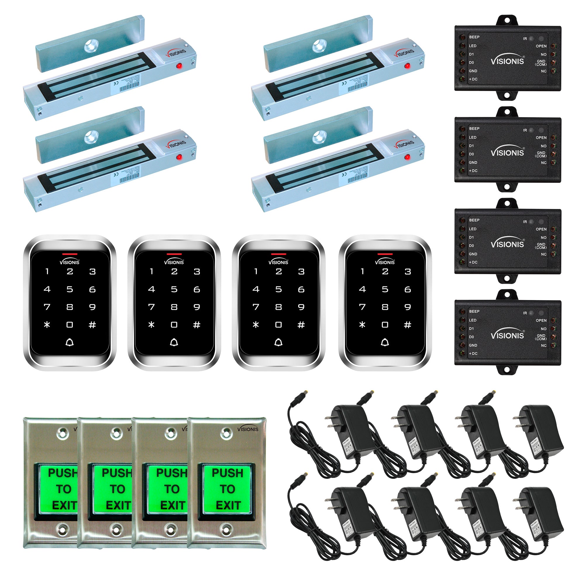 300 lbs Magnetic door lock door entry system with keypad card reader, exit button - FPC-5134