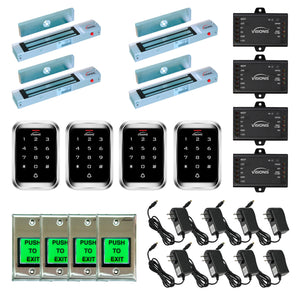 300 lbs Magnetic door lock door entry system with keypad card reader, exit button - FPC-5134