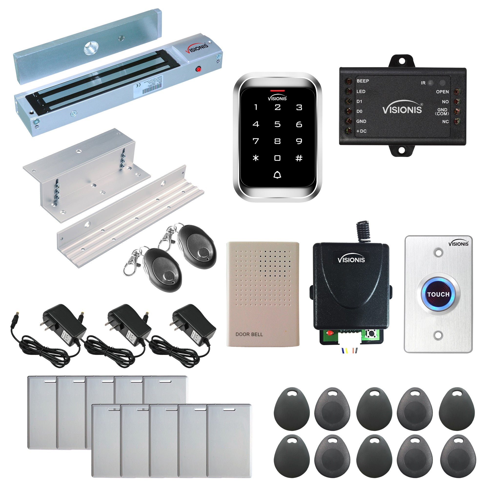 600 lbs magnetic door lock door entry system with keypad card reader, RF transmitter and receiver - FPC-5292