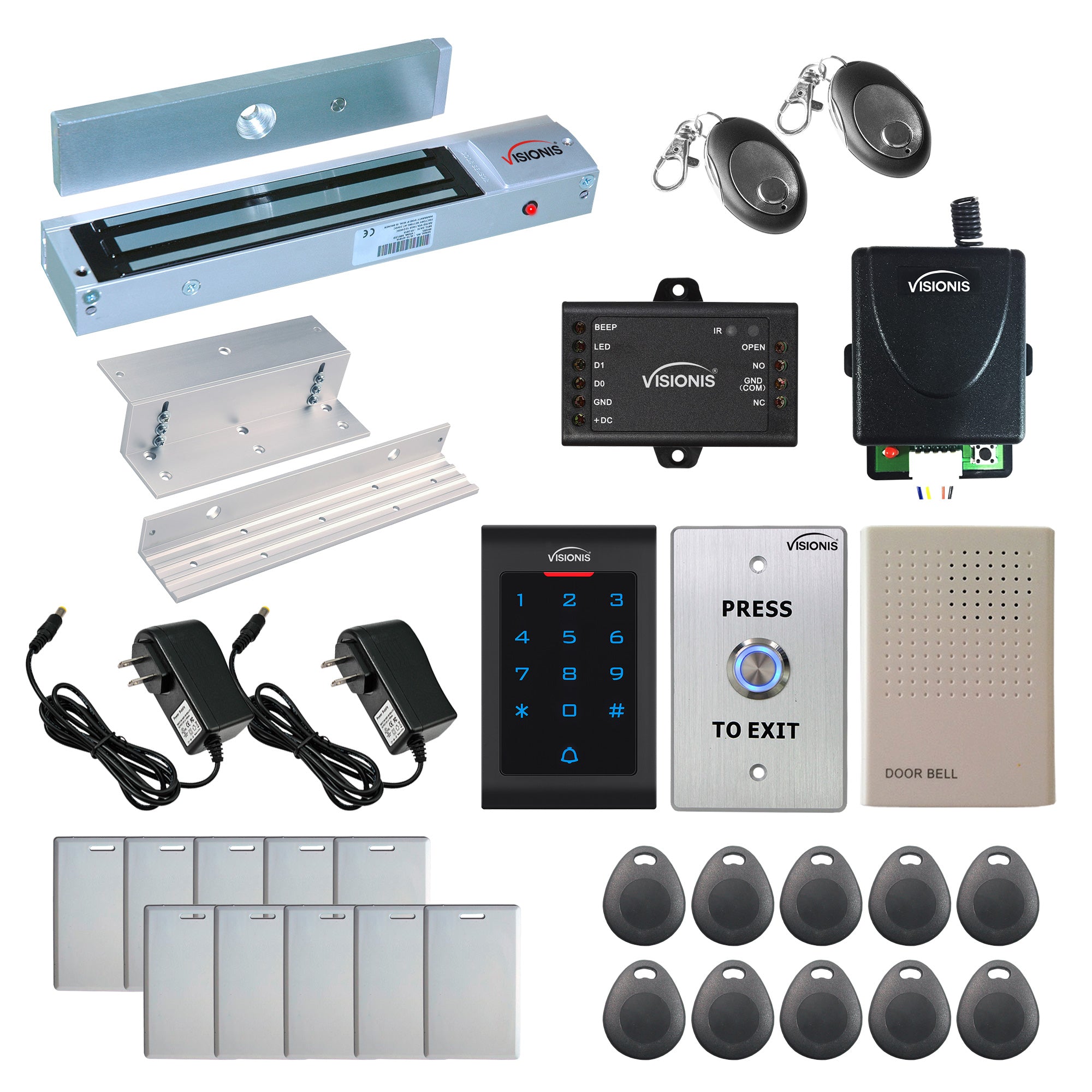 600 lbs Magnetic door lock with keypad card reader, push to exit button - FPC-5339