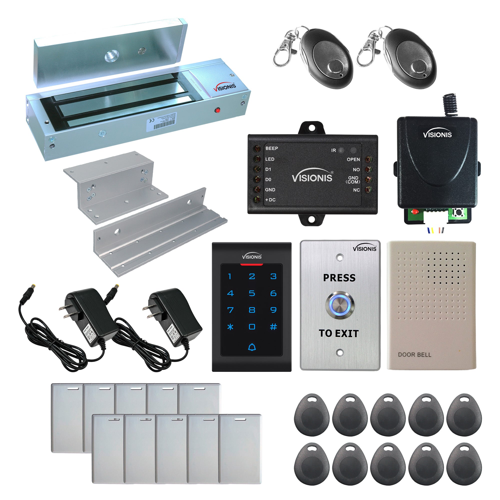 1200 lbs Magnetic door lock with keypad card reader, push to exit button - FPC-5343