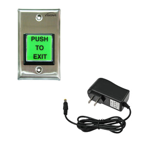 Green push to exit buttons with power supply - FPC-5429