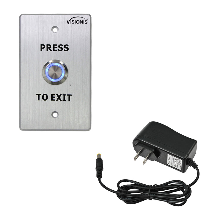 Weatherproof push to exit button with power supply - Visionis VIS-7001