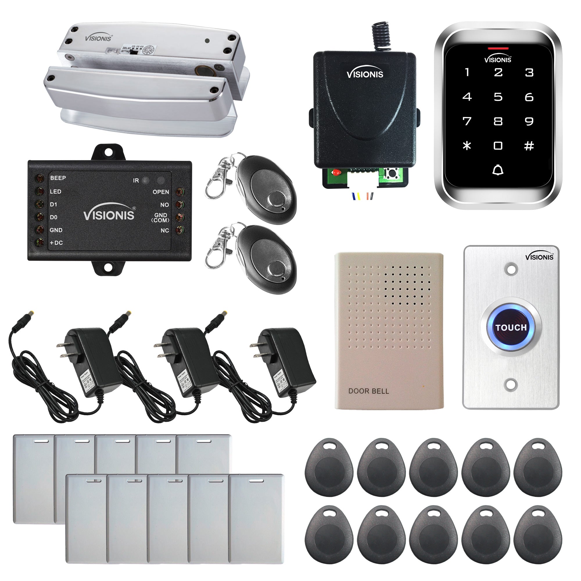 Stand alone card access system with electric bolt lock, keypad card reader,
RF transmitter and receiver - FPC-5474