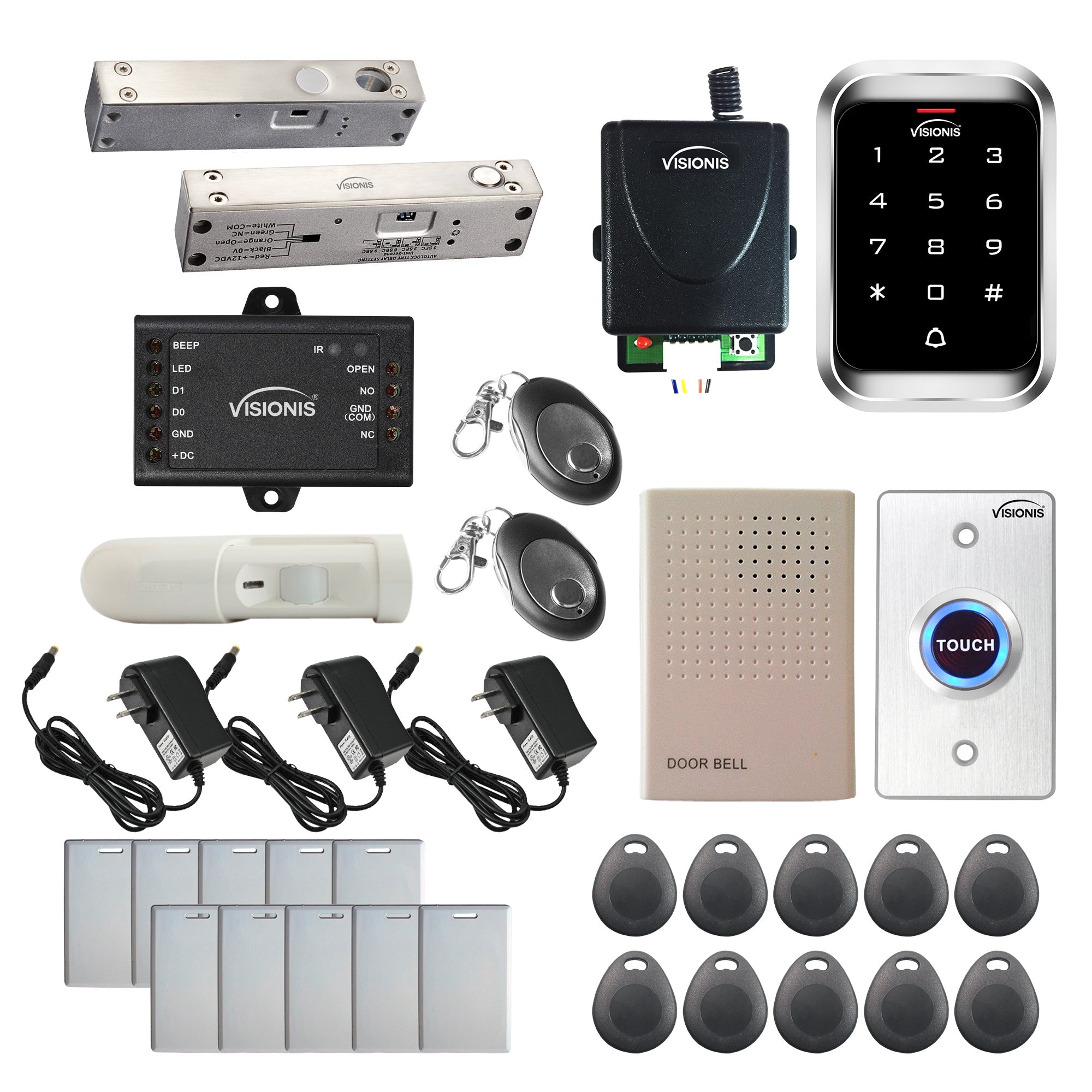 Stand alone card access system with electric deadbolt, keypad card reader, motion sensor - FPC-5484