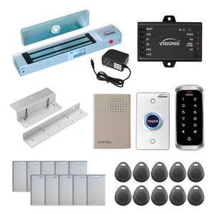 Standalone access control with 300 lbs maglocks, keypad card reader, push to exit button - FPC-5589