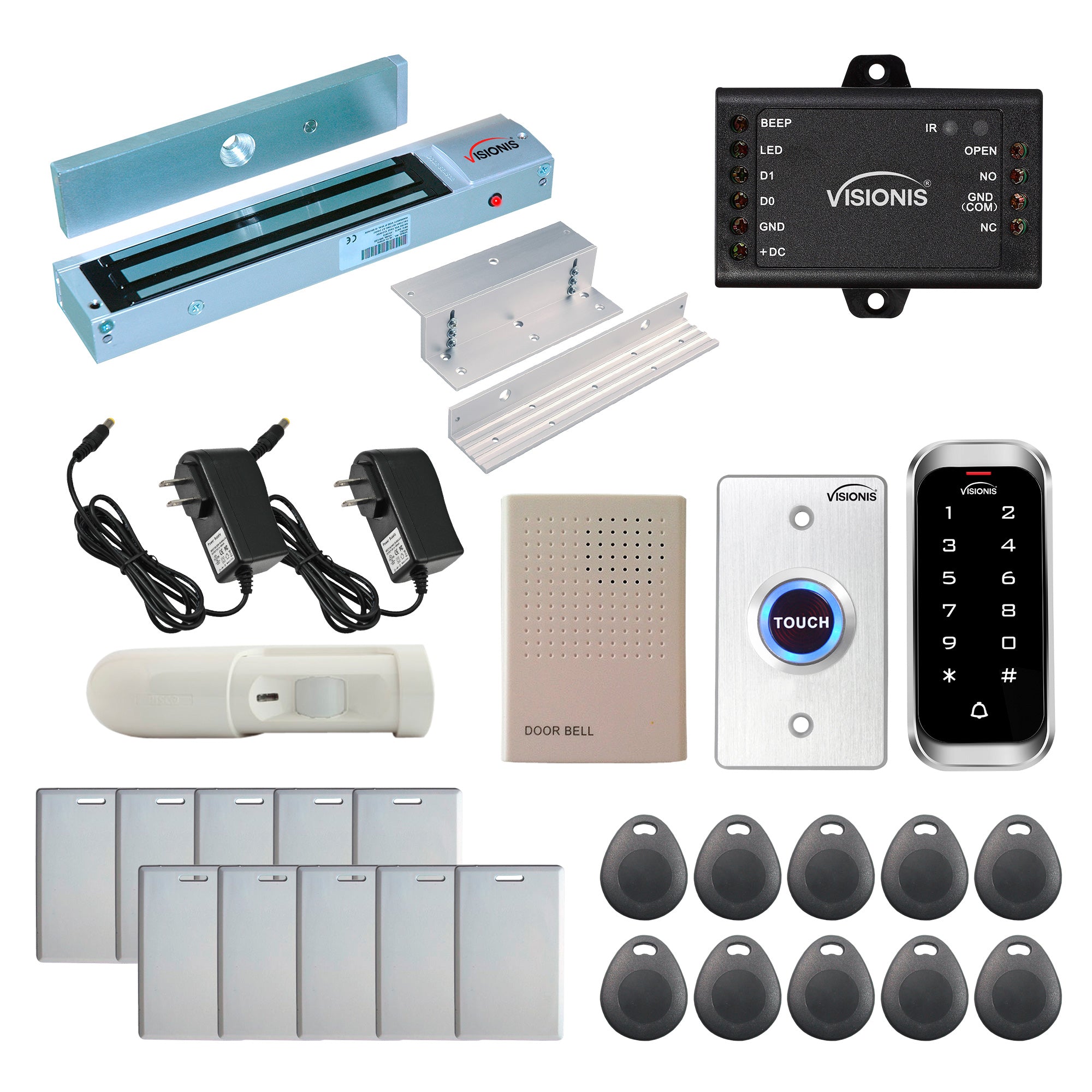 standalone access control with magnetic door locks, keypad card reader, motion sensor - FPC-5595