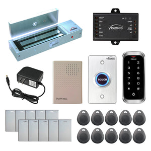 Standalone access control with 1200 lbs maglocks, keypad card reader, push to exit button - FPC-5596