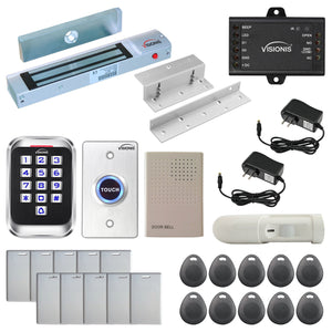 Standalone access control with 300 lbs maglock, keypad card reader, push to exit button, motion sensors - FPC-5619-A