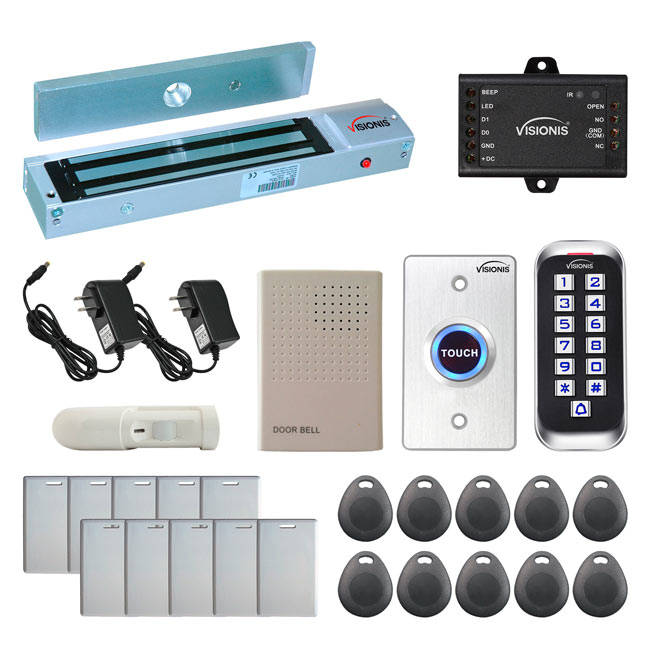 Business access control systems with 600 lbs magnetic door lock, card reader, exit button, management software - FPC-5642