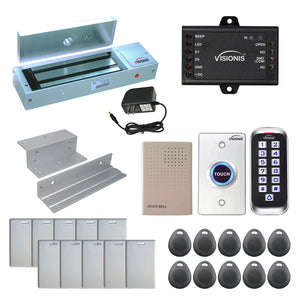 Standalone access control system with 1200 lbs maglock, keypad card reader, push to exit button - FPC-5645