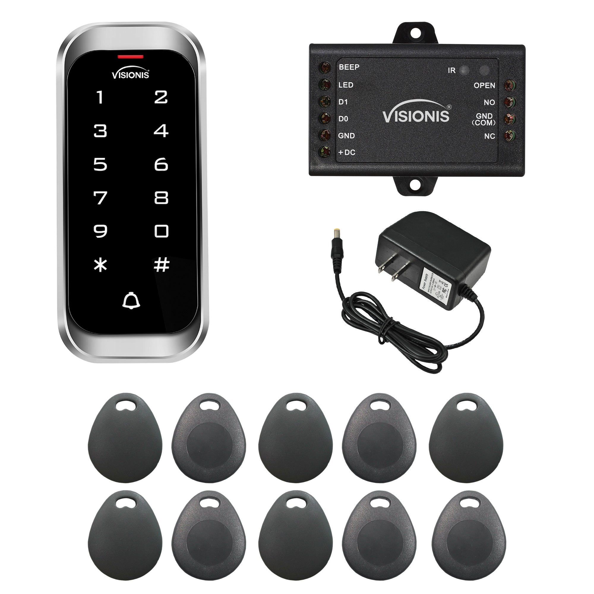 standalone keypad access control with power supply and key tags - FPC-5680