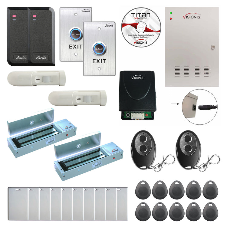 Business access control systems with 1200 lbs magnetic door locks, card readers, exit buttons, management software - FPC-6153