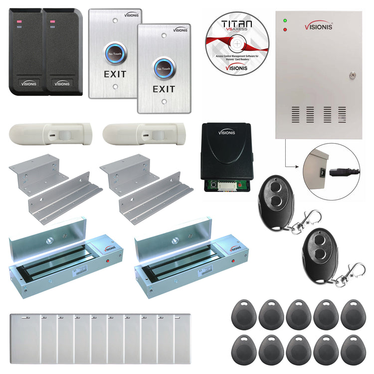 Business access control systems with 1200 lbs magnetic door locks, card readers, exit buttons, management software - FPC-6154