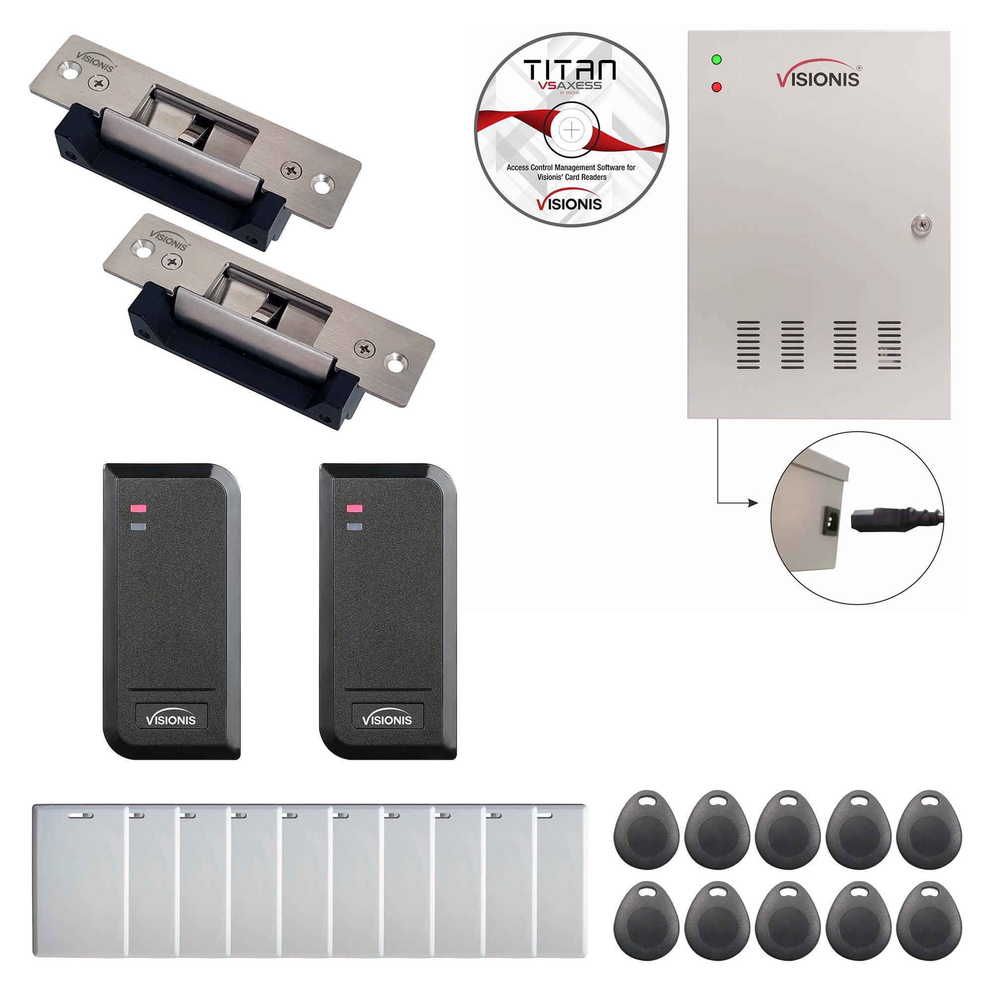 Commercial building access control systems with electric door strike, Software, card reader and controller - FPC-6164