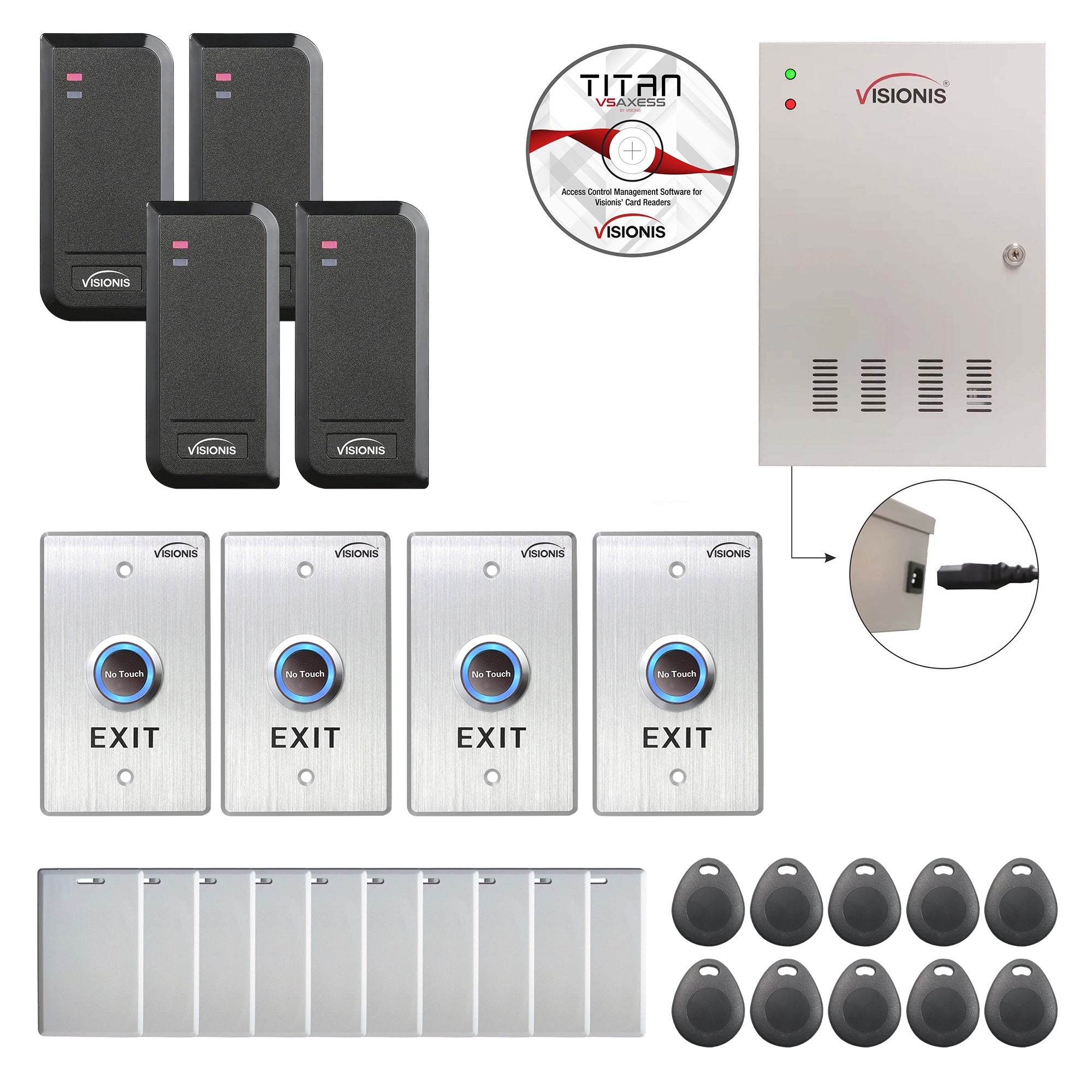 Card access control systems with card readers, exit buttons, management software - FPC-6202