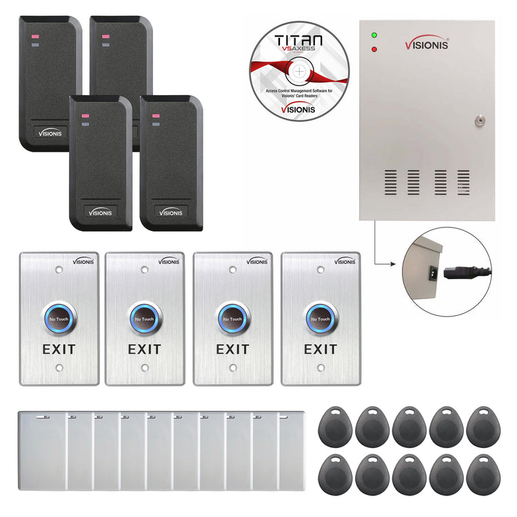 Card access control systems with card readers, exit buttons, management software - FPC-6202