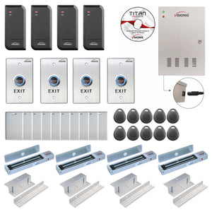 Card access control systems with 1200 lbs Maglocks, card readers, exit buttons, management software - FPC-6206