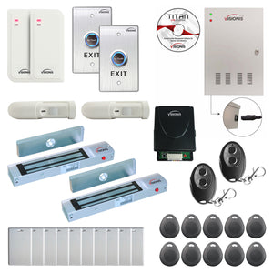 Business access control systems with 300 lbs magnetic door locks, card readers, exit buttons, management software - FPC-6495