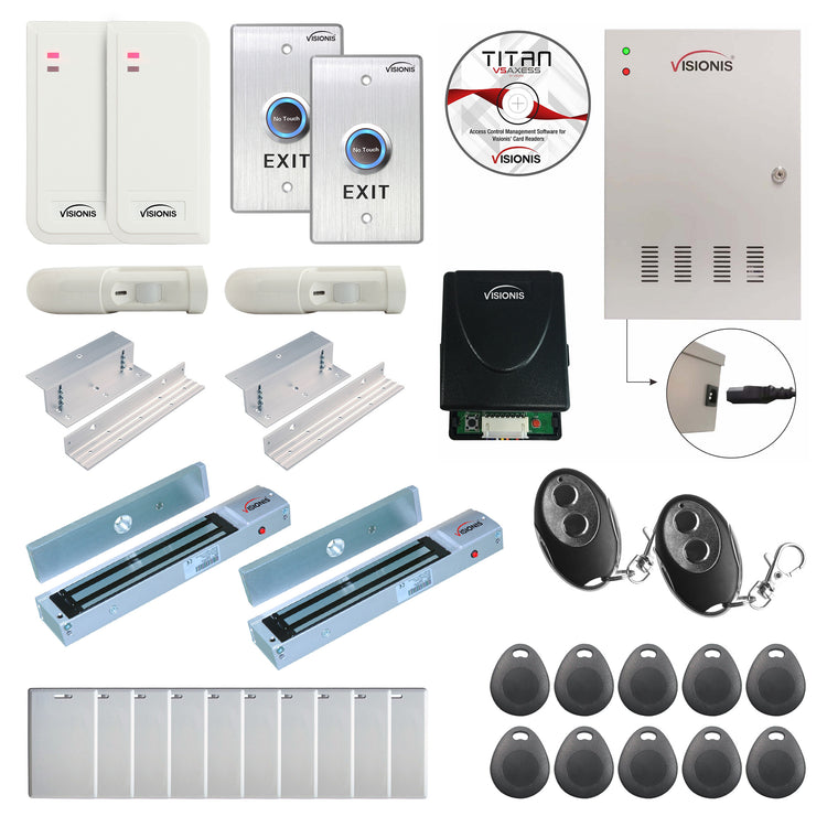 Business access control systems with 600 lbs magnetic door locks, card readers, exit buttons, management software - FPC-6498