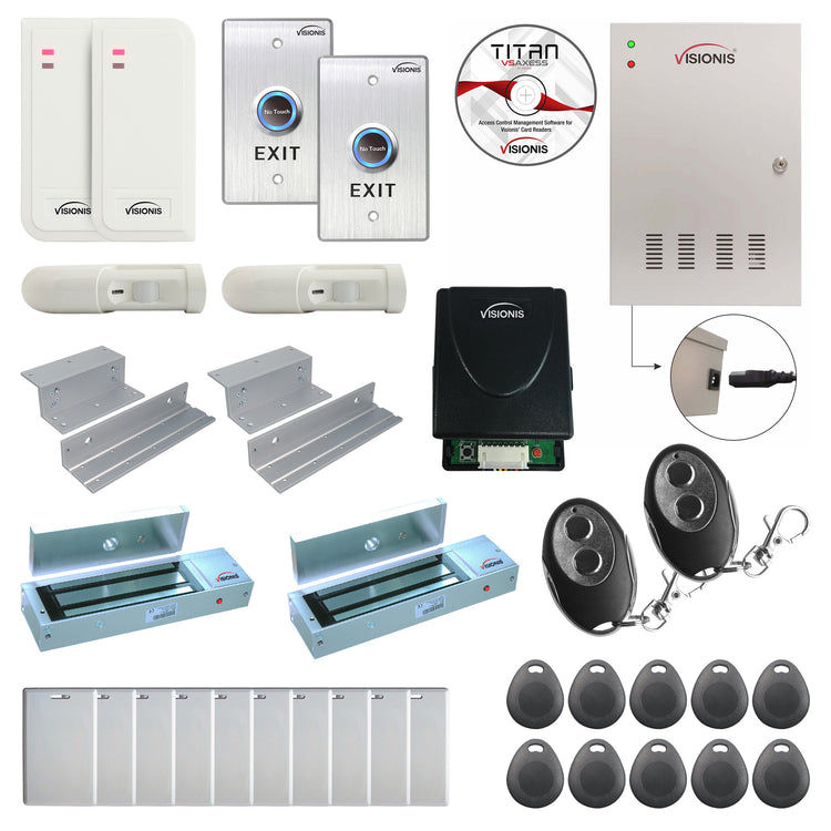 Business access control systems with 1200 lbs magnetic door locks, card readers, exit buttons, management software - FPC-6500