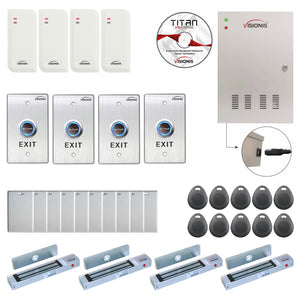 Card access control systems with 1200 lbs Maglocks, card readers, exit buttons, management software - FPC-6549