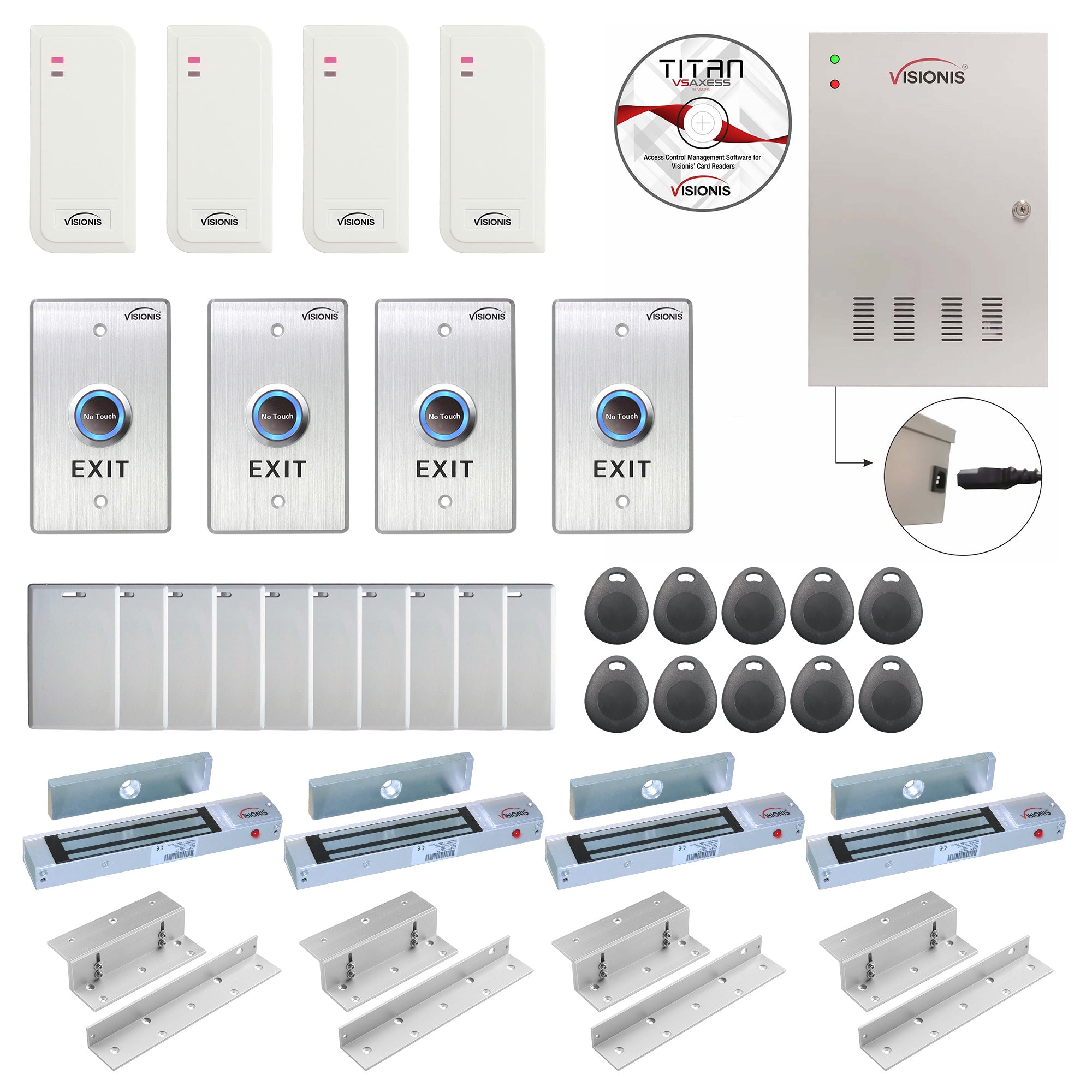 Card access control systems with 300 lbs Maglocks, card readers, exit buttons, management software - FPC-6550