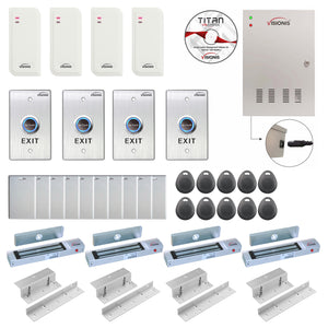 Card access control systems with 300 lbs Maglocks, card readers, exit buttons, management software - FPC-6550