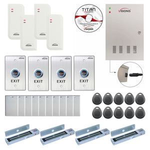 Card access control systems with 600 lbs Maglocks, card readers, exit buttons, management software - FPC-6551