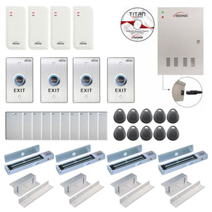Card access control systems with 600 lbs Maglocks, card readers, exit buttons, management software - FPC-6552