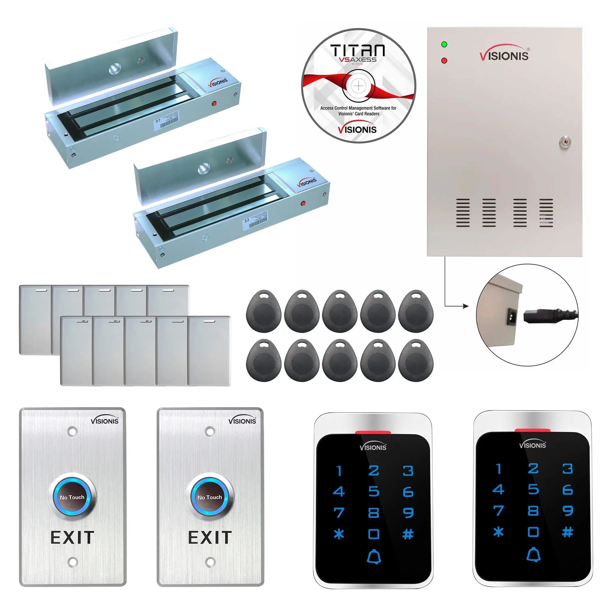 Commercial access control systems with maglocks, controller box, keypad and card reader - FPC-7288