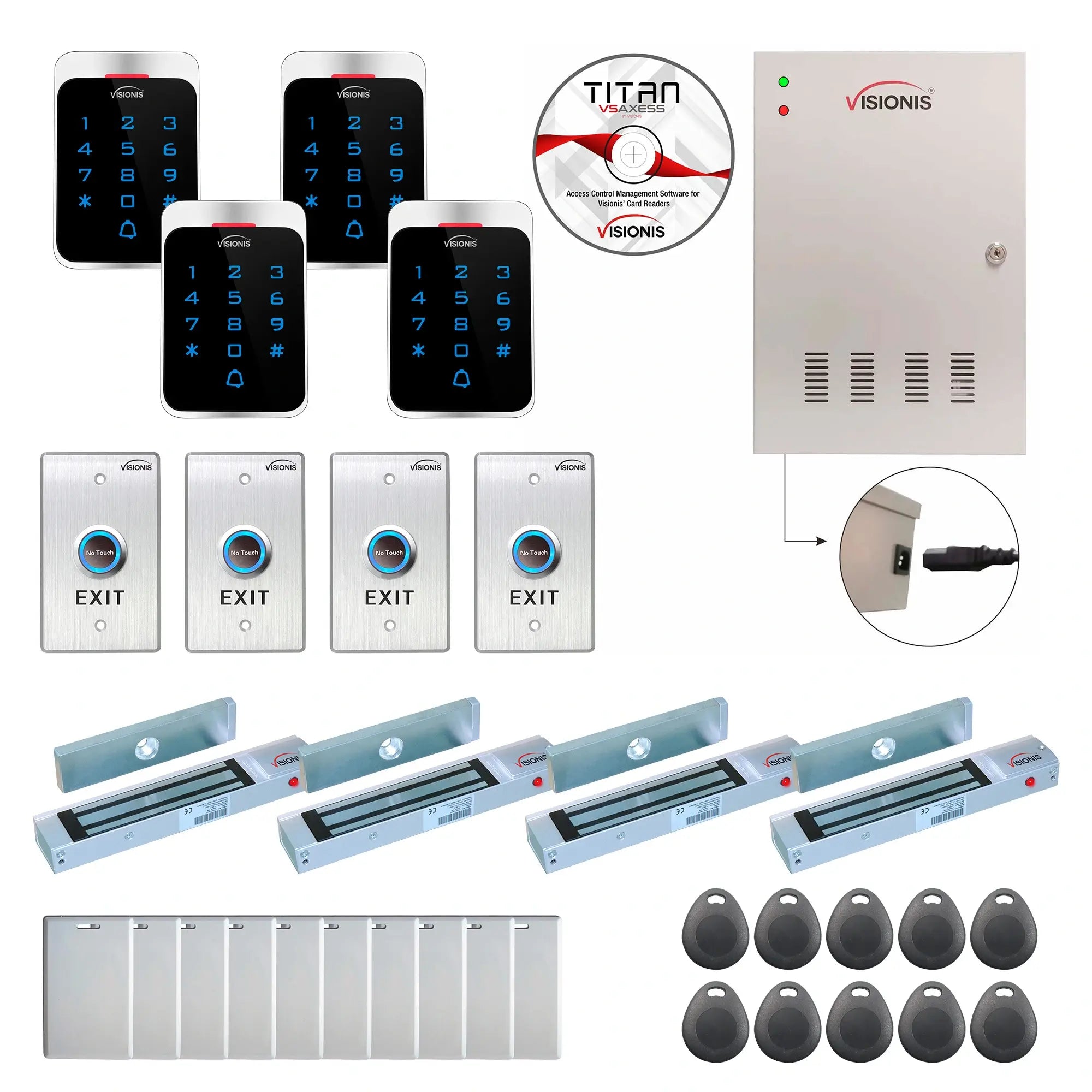 Building access control systems with magnetic door locks, controller box, keypad and card reader - FPC-7302