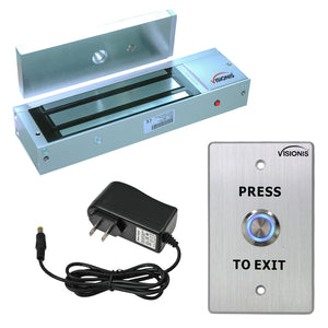 1200 lbs magnetic door lock kit with push to exit button - FPC-7323