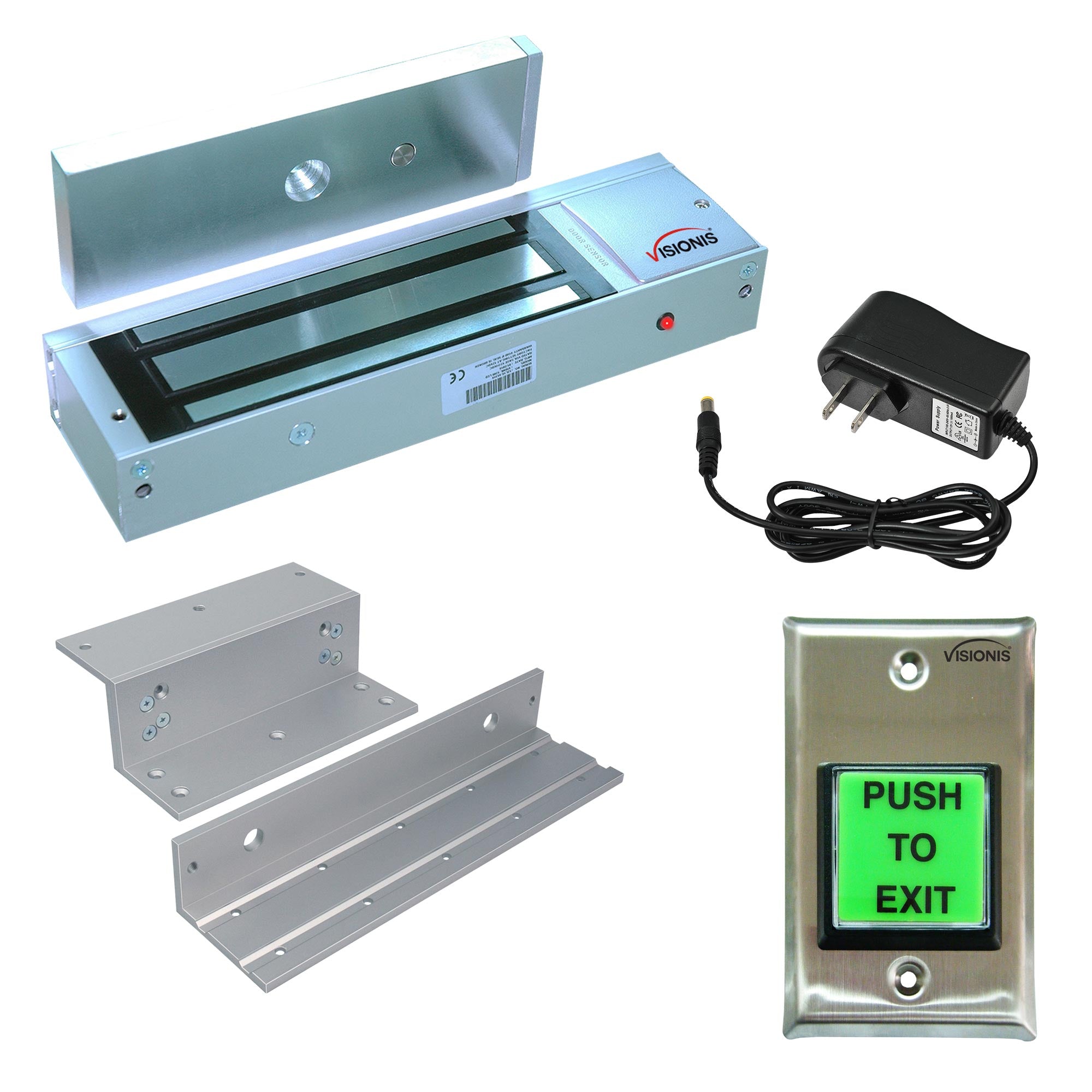 1200 lbs magnetic door lock kit with push to exit button - FPC-7325