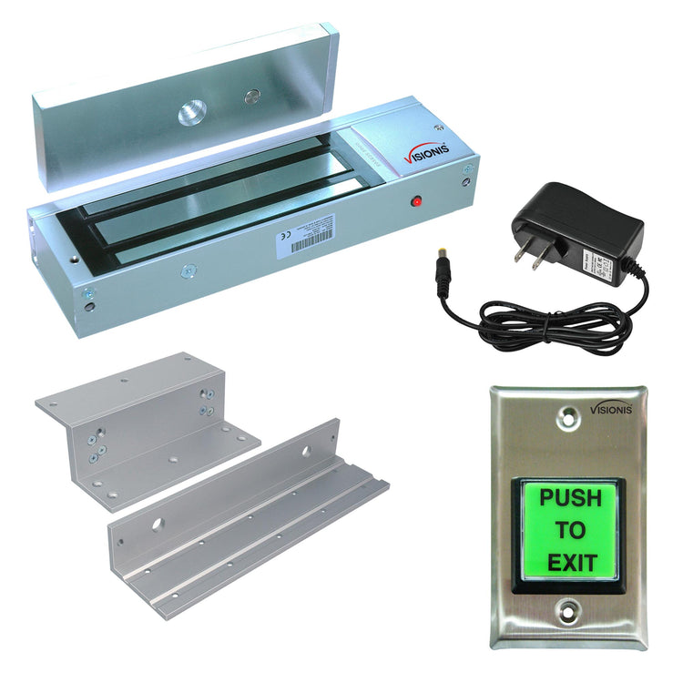 1200 lbs magnetic door lock kit with push to exit button - FPC-7325