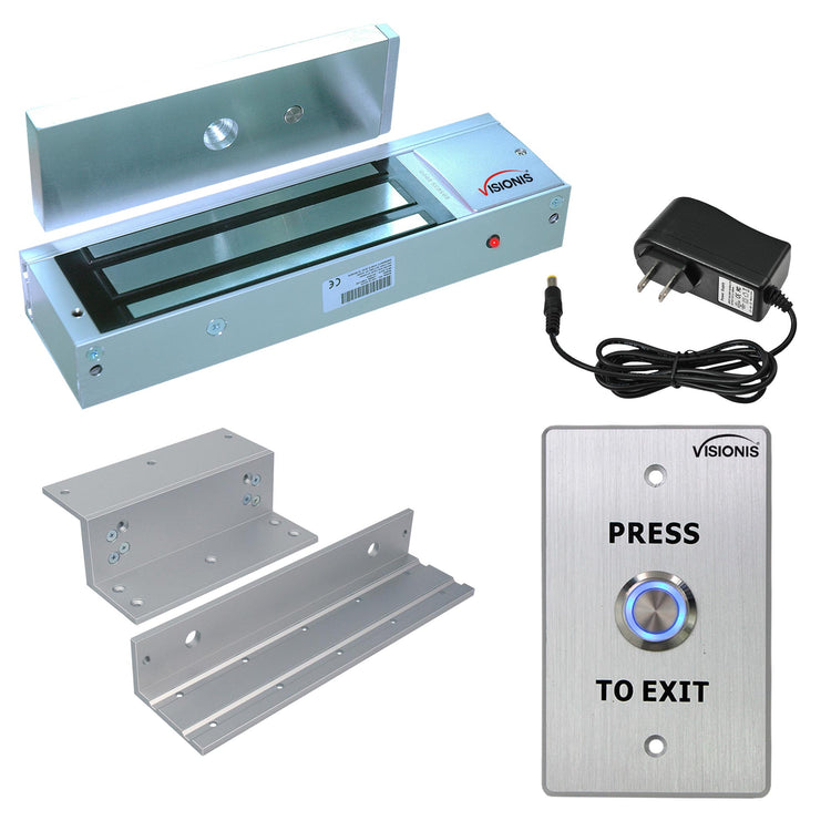 1200 lbs magnetic door lock kit with push to exit button - FPC-7326