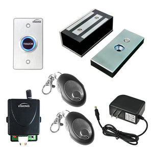 Cabinet magnetic lock buzz-in kit with remote control and exit button. VIS-ML120 FPC-7460 VISIONIS
