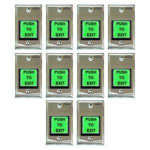 Green push to exit button with timer delay - FPC-7490
