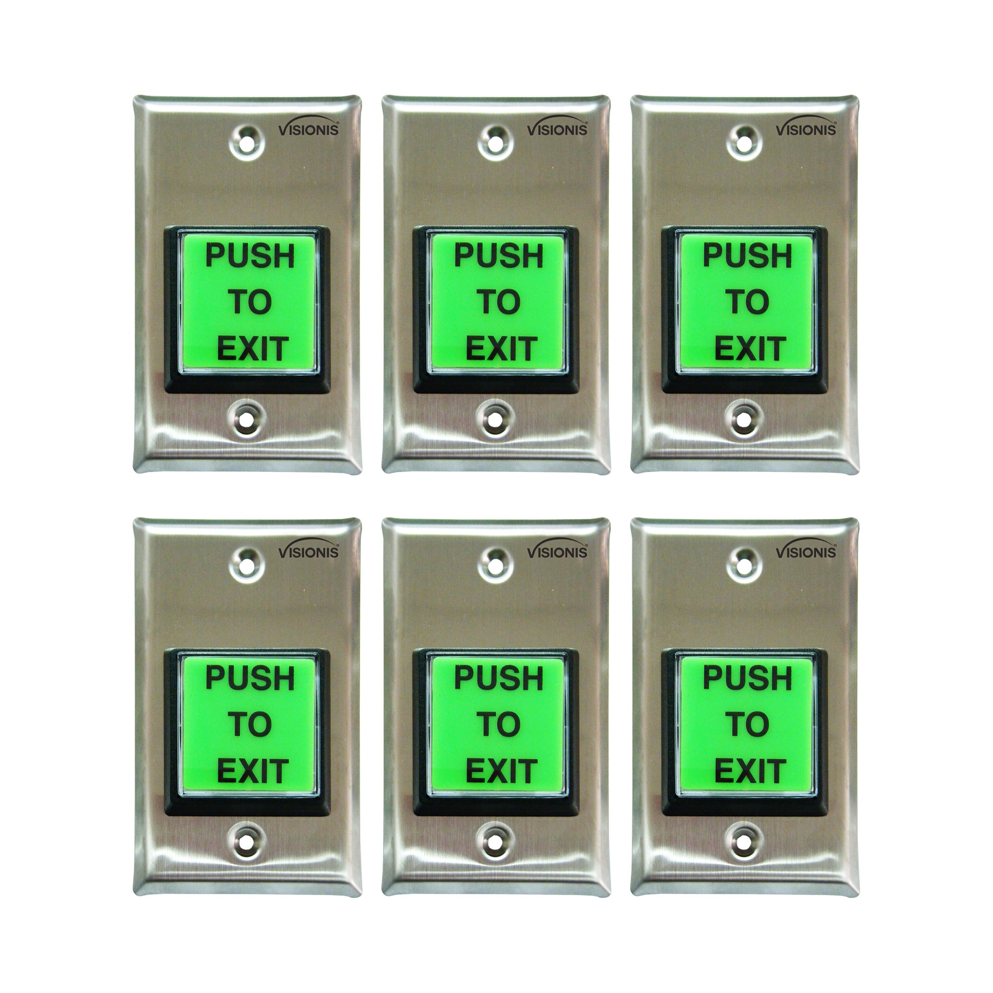 Pack of 6 green push to exit buttons - VIS-7000 Visionis