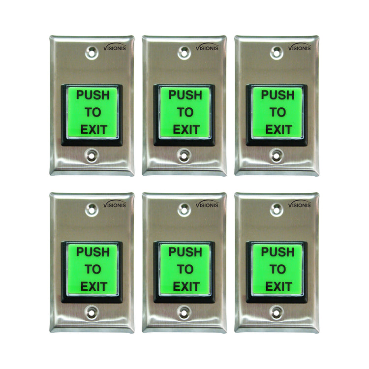 Pack of 6 green push to exit buttons - VIS-7000 Visionis