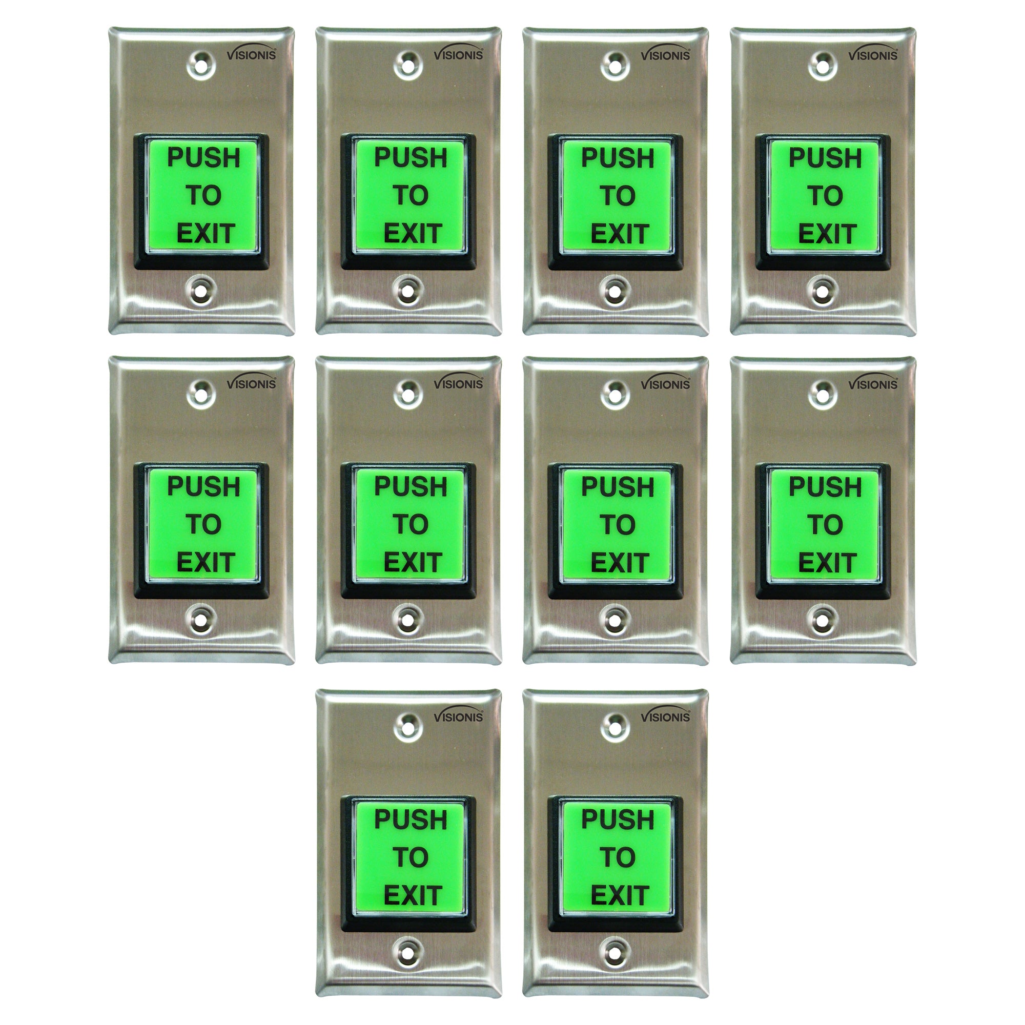 Pack of 10 green push to exit buttons - VIS-7000 Visionis