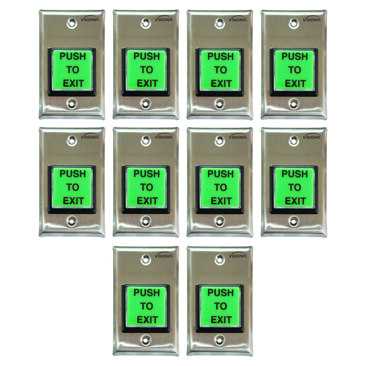 Pack of 10 green push to exit buttons - VIS-7000 Visionis