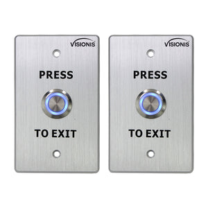 Pack of 2 weatherproof push to exit button with stainless steel and LED indicator - Visionis VIS-7001