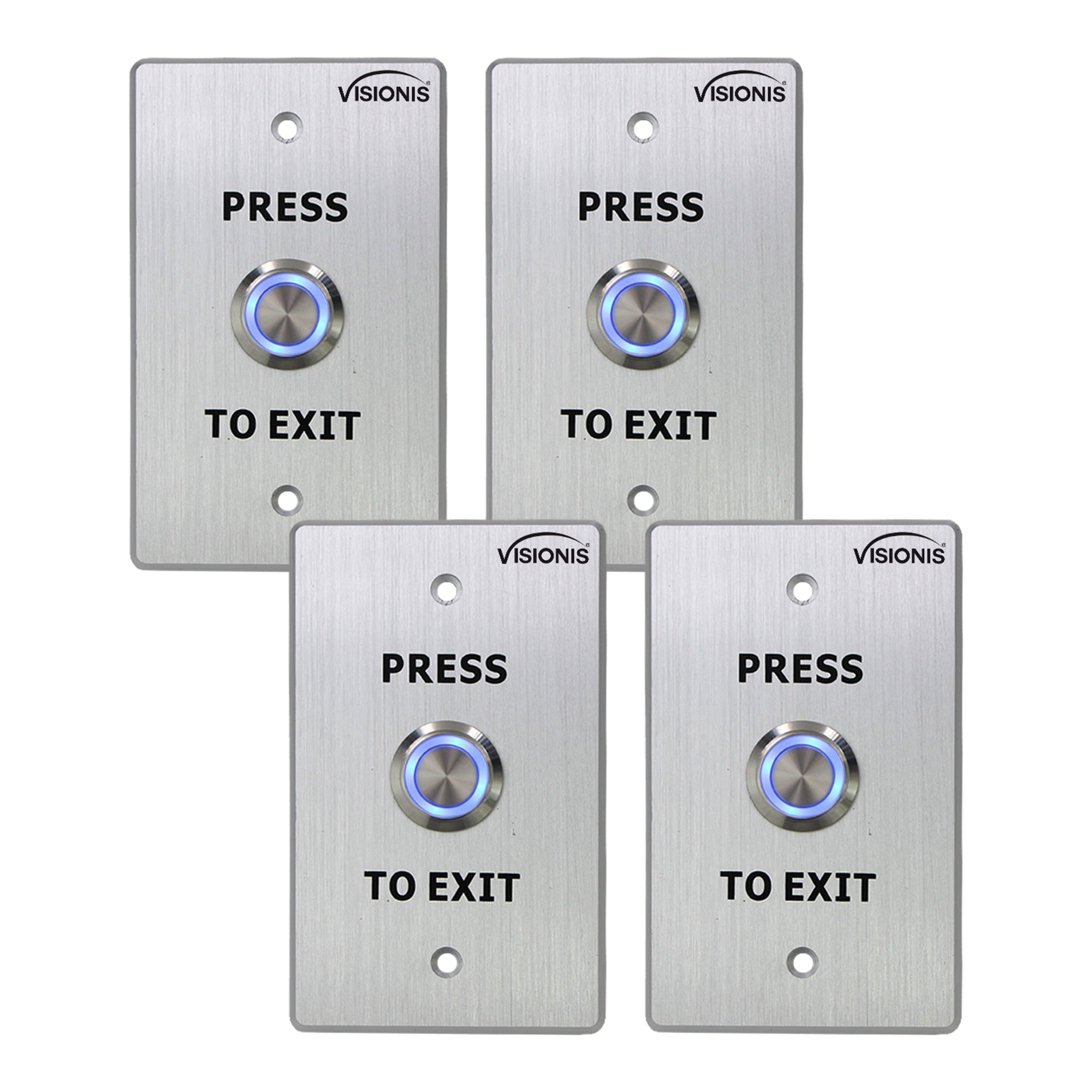 Pack of 4 weatherproof push to exit buttons with LED indicator - Visionis VIS-7001