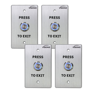 Pack of 4 weatherproof push to exit buttons with LED indicator - Visionis VIS-7001