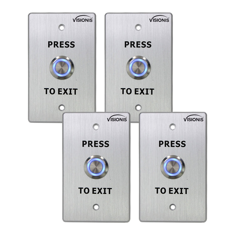 Pack of 4 weatherproof push to exit buttons with LED indicator - Visionis VIS-7001