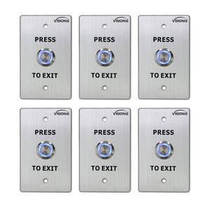 Pack of 6 weatherproof push to exit buttons with stainless steel - Visionis VIS-7001