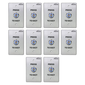 Pack of 10 waterproof push to exit buttons - Visionis VIS-7001