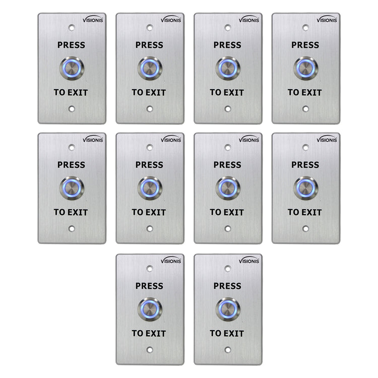 Pack of 10 waterproof push to exit buttons - Visionis VIS-7001