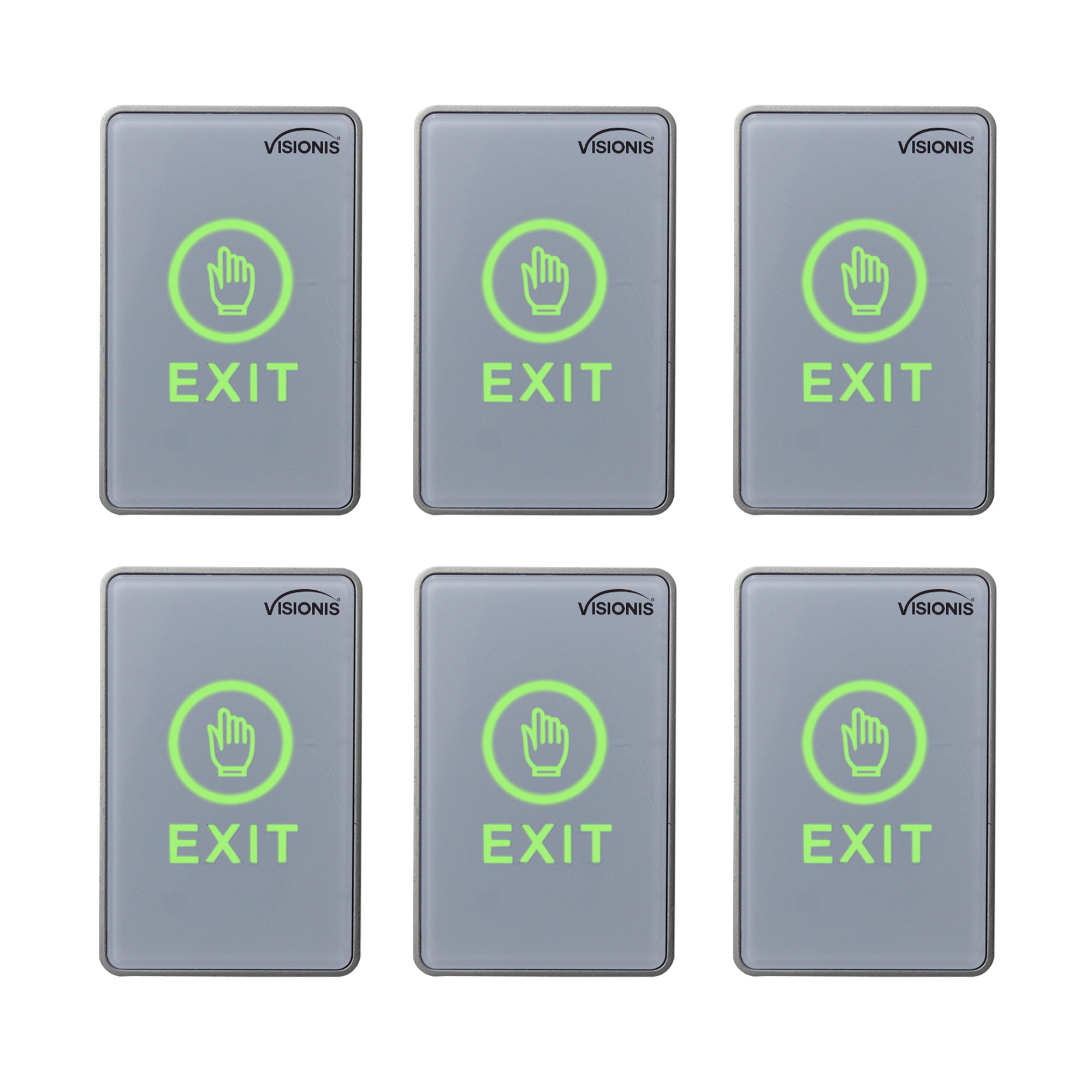 Pack of 6 push to exit button touch-sensitive with LED indicators - VISIONIS VIS-7026
